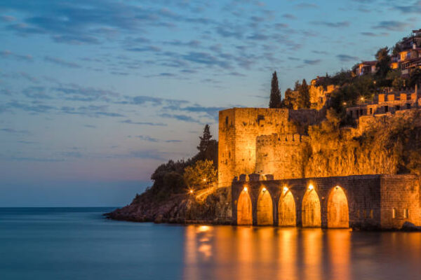 Sunset at the historic Alanya Shipyard in Turkey Sunset at the historic Alanya Shipyard in Turkey